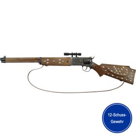 Western Gewehr Silberbüchse Braun Antik 77 cm lang Cowboy 12-Schuss-Gewehr