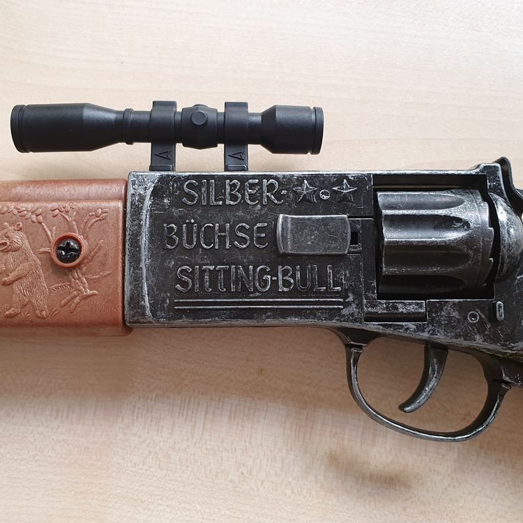 Western Gewehr Silberbüchse Braun Antik 77 cm inkl. 144 Schuss Munition