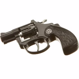 Pistole R 8 12 cm Schwarz Western Polizei Revolver inkl. 144 Schuss Munition Kostüm-Zubehör Spielzeug-Pistole Fasching Karneval Mottoparty Kinderfasching Pistole R 8 Schwarz 8-Schuss-Revolver von der Seite