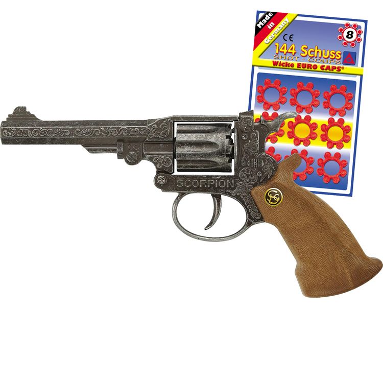 Cowboy Pistole Scorpion Antik 22 cm inkl. 144 Schuss Munition