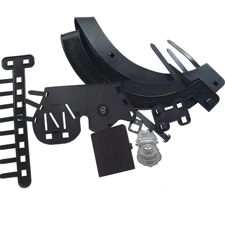 Schulterholster Polizei verstellbares Schulterhalfter mit Polizeimarke & Ausweis für Erwachsene Schulterholster-Set bestehend aus Schulterhalfter Holster Polizeimarke und Polizei-Ausweishülle von Vorne