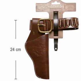 Cowboy Gürtel Braun verstellbar aus Kunstleder & Metall inkl. Holster Kostüm-Zubehör Fasching Karneval Western Mottoparty Maßangaben Cowboy Gürtel Braun mit Holster von Vorn