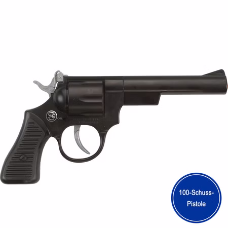 Pistole Junior 200 Schwarz 21 cm Polizei 100 Schuss-Pistole Cowboy