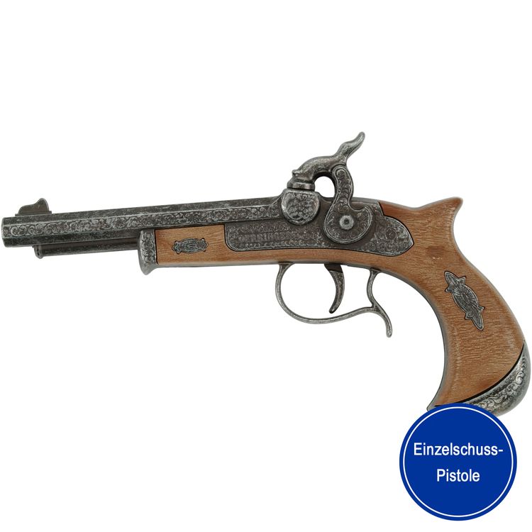 Pistole Derringer Pirat 21,5 cm Vintage-Look Freibeuter Einzelschuss-Pistole