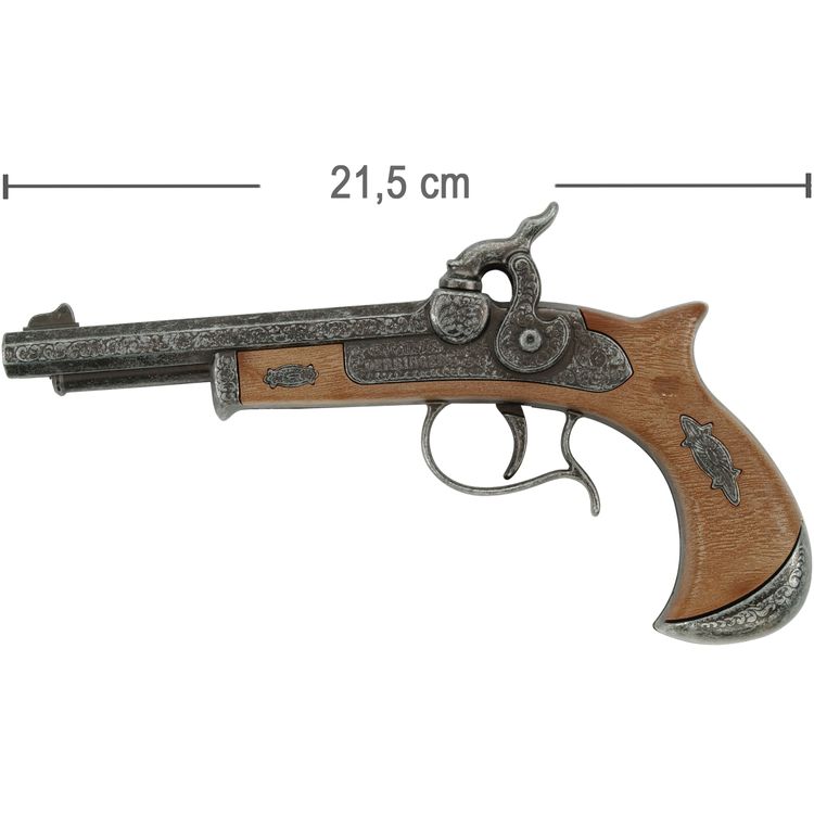 Pistole Derringer Pirat 21,5 cm Vintage-Look Freibeuter Einzelschuss-Pistole