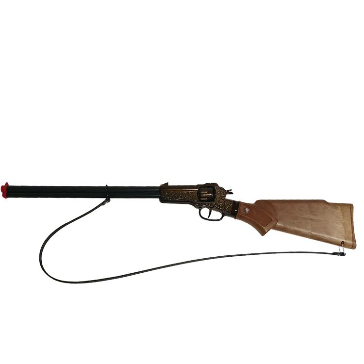 Cowboy Gewehr Rapid Fire 8 von der Seite mit dem Hinweis dass es sich um ein 8-Schuss-Gewehr handelt