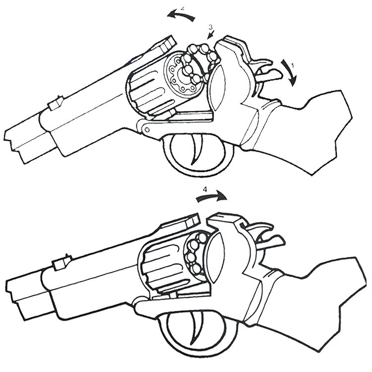 Cowboy Gewehr Rapid Fire 8 von der Seite mit dem Hinweis dass es sich um ein 8-Schuss-Gewehr handelt