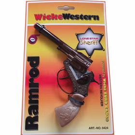 Sheriff Pistole Ramrod 17,8 cm Western 100 Schuss-Gewehr Cowboy Kostüm-Zubehör Fasching Karneval Rollenspiel Mottoparty Sheriff Pistole Ramrod von Oben auf der Blisterkarte