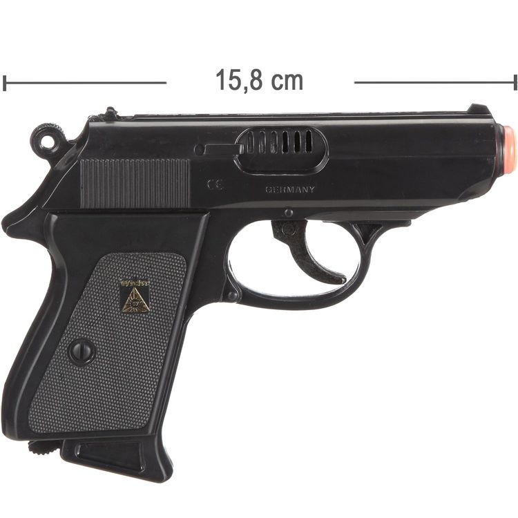Polizei Spielzeug-Pistole Percy Agent 158 Schwarz 15,8 cm mit 200 Schuss Munition