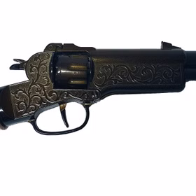 Cowboy Gewehr Rapid Fire 8 Western 65,5 cm inkl. 144 Schuss Munition Kostüm-Zubehör Fasching Karneval Rollenspiel Mottoparty Detailaufnahme Gewehr-Abzug von der Seite
