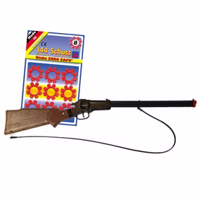 Cowboy Gewehr Rapid Fire 8 Western 65,5 cm inkl. 144 Schuss Munition Kostüm-Zubehör Fasching Karneval Rollenspiel Mottoparty Cowboy Gewehr Rapid Fire 8 mit 8-Schuss-Ring-Munition von der Seite