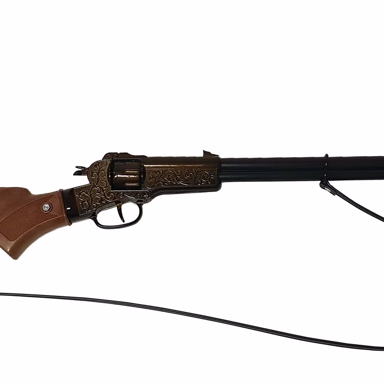 Cowboy Gewehr Rapid Fire 8 Western 65,5 cm inkl. 144 Schuss Munition Kostüm-Zubehör Fasching Karneval Rollenspiel Mottoparty Detailaufnahme Cowboy Gewehr Rapid Fire 8 von der Seite