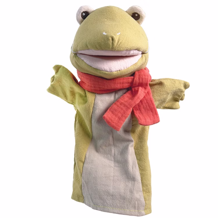 Handpuppe Frosch Quacki mit Schal 26 cm Plüschtier Puppen- und Kasperletheater Spielwaren für Kleinkinder und Kinder Geschenkidee Handpuppe Frosch Quacki mit Schal von Vorne