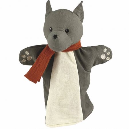 Handpuppe Wolf mit Schal 29 cm Plüschtier Puppen- und Kasperletheater