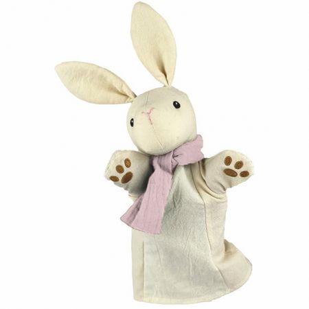 Handpuppe Weißer Hase mit Schal 29 cm Plüschtier Puppen- und Kasperletheater