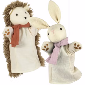 Handpuppe Igel und Hase.