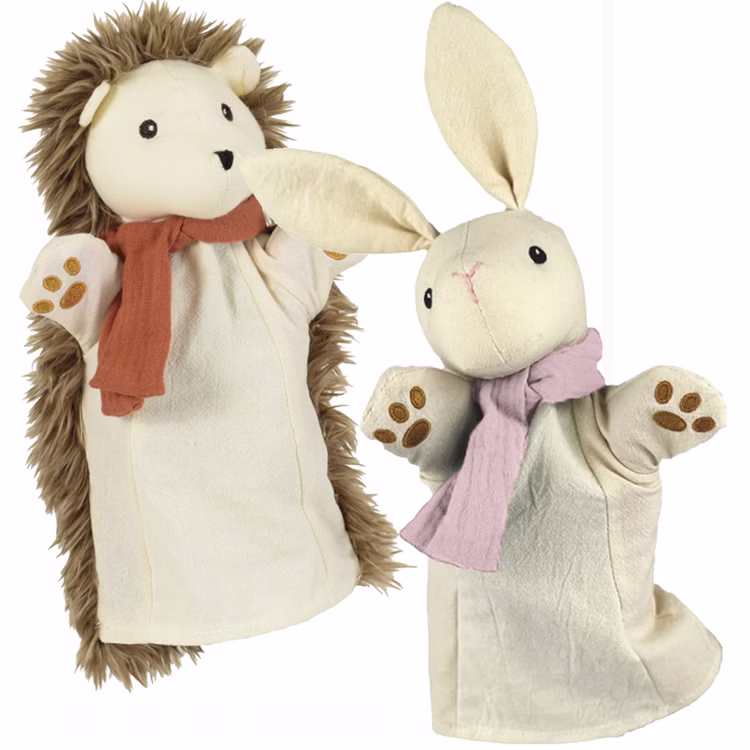 Hochwertiges Handpuppen-Set XXL 14 Spielpuppen für Puppen- und Kasperletheater Spielwaren für Kleinkinder und Kinder Geschenkidee Geburtstag Weihnachten Handpuppe Igel und Hase.