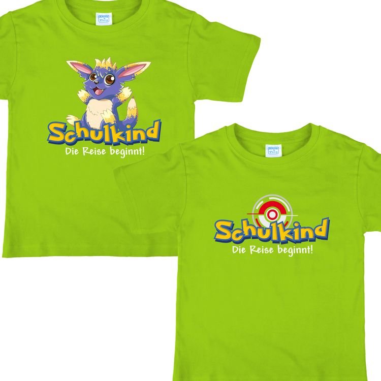 Schulkind T-Shirt Die Reise beginnt Grün für Kinder Schulkind T-Shirt Die Reise beginnt Grün für Kinder von Vorne