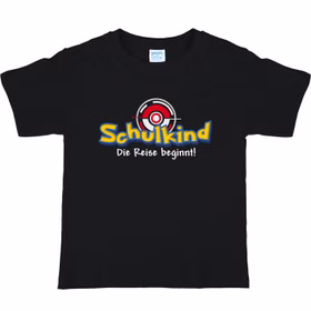 Schulkind T-Shirt Die Reise beginnt Schwarz für Kinder Gr. 122-140 Schule ABC-Schütze Geschenkidee Zuckertüte Schultüte Erstklässler Schulstart Schulkind T-Shirt Die Reise beginnt Schwarz für Kinder von Vorne