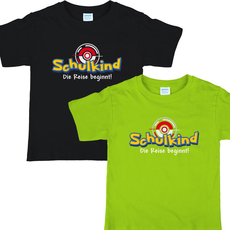 Schulkind T-Shirt Die Reise beginnt Schwarz für Kinder von Vorne