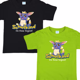 Schulkind T-Shirt Die Reise beginnt Grün Fantasie-Tier für Kinder Gr. 122-140 Schule ABC-Schütze Geschenkidee Zuckertüte Schultüte Erstklässler Schulstart Schwarzes und Grünes Schulkind T-Shirt Die Reise beginnt mit Fantasie-Tier von Vorne
