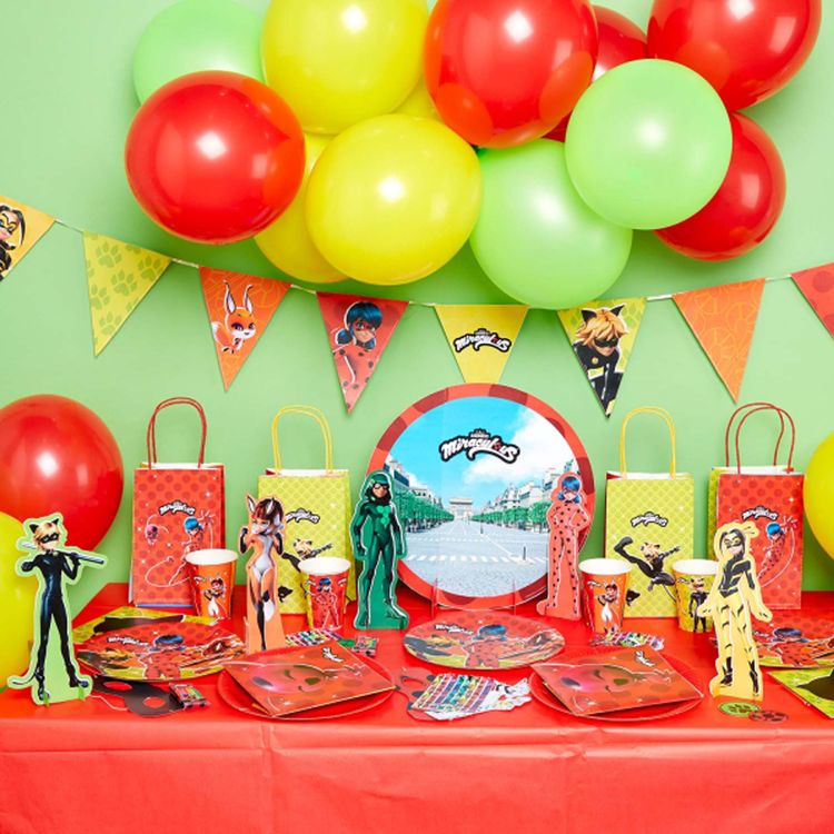 Miraculous Party-Set Ladybug & Cat-Noir Tisch-Deko 40-tlg. Party-Zubehör Übersicht Party-Set Miraculous mit Pappgeschirr bestehend aus 40 Teilen