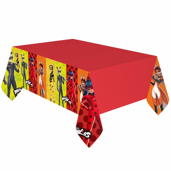 Miraculous Party-Set Ladybug & Cat-Noir Tisch-Deko 40-tlg. Party-Zubehör Kindergeburtstag gedeckter Tisch Geschirr Party-Geschirr Fasching Karneval Mottoparty Miraculous Tischdecke aus Papier