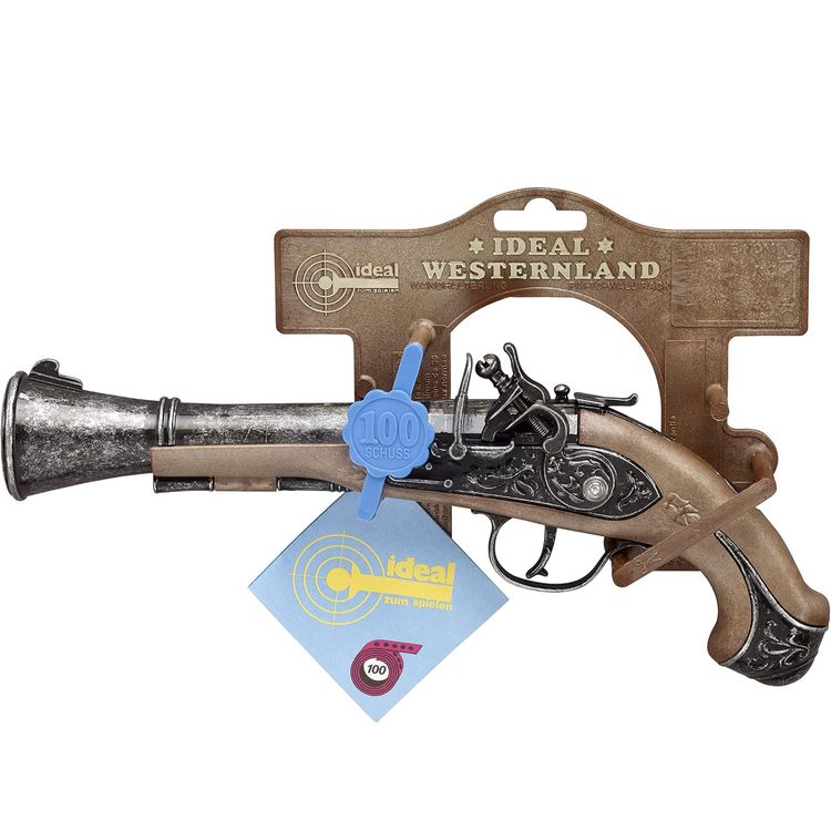 Piraten Pistole 27 cm Braun Silber Blunderbuss Pirat 100-Schuss-Pistole