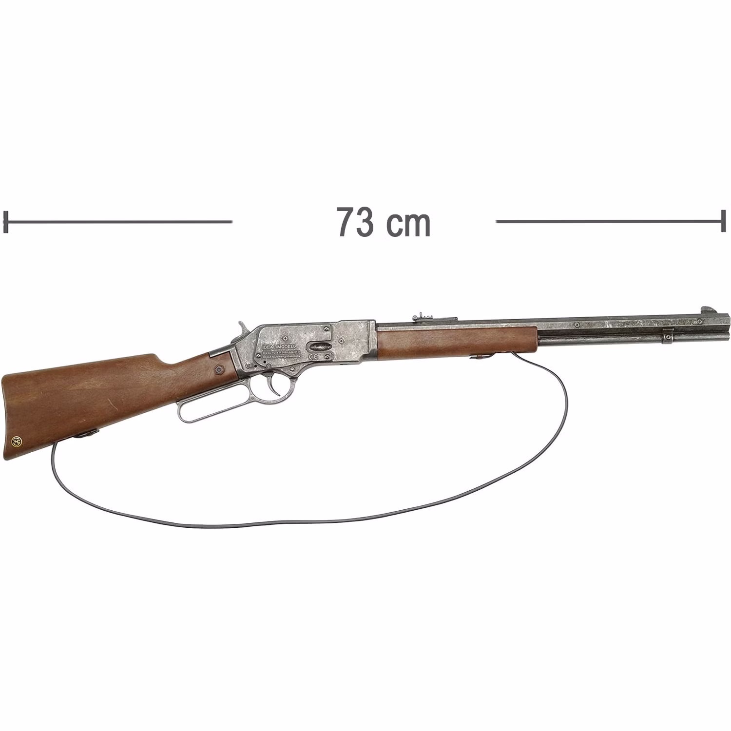 Western Gewehr 73 cm Western Rifle 44 Cowboy 13-Schuss-Gewehr Kostüm-Zubehör Cowboy Wilder Western Sheriff Fasching Karneval Mottoparty Western Gewehr 73 cm Western Rifle 44 von der Seite mit Längenangabe