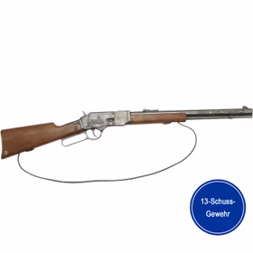 Western Gewehr 73 cm Western Rifle 44 Cowboy 13-Schuss-Gewehr Kostüm-Zubehör Cowboy Wilder Western Sheriff Fasching Karneval Mottoparty Western Gewehr 73 cm Western Rifle 44 von der Seite mit dem Hinweis eines 13-Schuss Gewehres