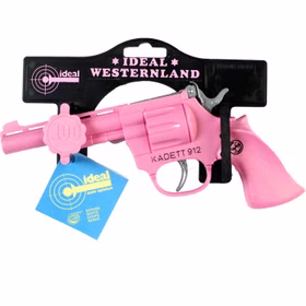 Rosafarbene Western-Pistole von der Seite