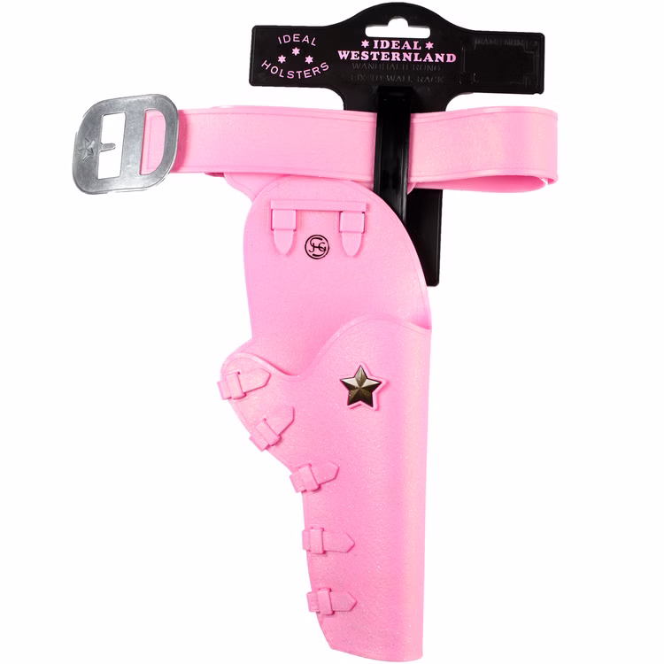 Pride Western-Set Pink Pistole Kadett 912 Handschellen Gürtel mit Holster inkl. 1200 Schuss Munition Kostüm-Zubehör Cowgirl Pride Fasching Karneval Mottoparty Rosafarbenes Holster mit passendem Gürtel