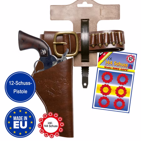 Cowboy Gürtel verstellbar aus Kunstleder & Metall mit Pistole inkl. Munition Cowboy Gürtel verstellbar aus Kunstleder & Metall mit Pistole inkl. Munition