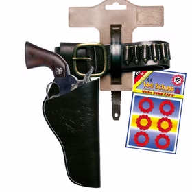 Cowboy Gürtel verstellbar aus Kunstleder & Metall mit Pistole inkl. Munition Cowboy Gürtel verstellbar aus Kunstleder & Metall mit Pistole inkl. Munition