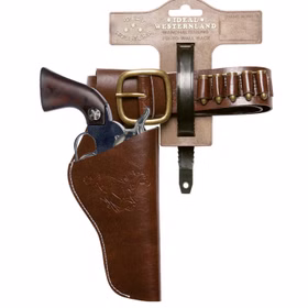 Cowboy Gürtel verstellbar aus Kunstleder & Metall mit Pistole inkl. Munition 