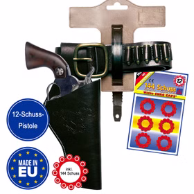 Cowboy Gürtel verstellbar aus Kunstleder & Metall mit Pistole inkl. Munition Cowboy Gürtel verstellbar aus Kunstleder & Metall mit Pistole inkl. Munition