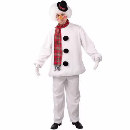 Schneemann Kostüm mit Schal Handschuhen & Mini-Zylinder für Herren Gr. 50-60 Winter Schnee Fasching Karneval Mottoparty Paar- und Gruppenkostüm Schneemann Kostüm Mr. Frosty mit Schal Handschuhen und Mini-Zylinder für Herren