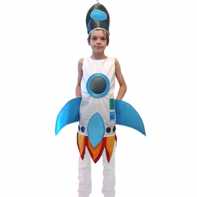 Raketen Kostüm Aero Space Weltraum für Kinder Gr. 116 weiß Fasching Karneval Mottoparty Raketen Kostüm Aero Space Weltraum für Kinder mit weißer Jeans von Vorne