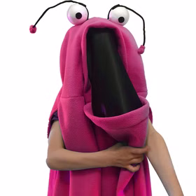 Detailaufnahme Kopfbereich Monster Kostüm Geist Pinky für Kinder von Vorne
