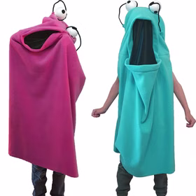 Monster Kostüm Geist Rachdrach Türkis für Kinder mit ausgestreckten Armen und Monsterkostüm Pinky von Vorne