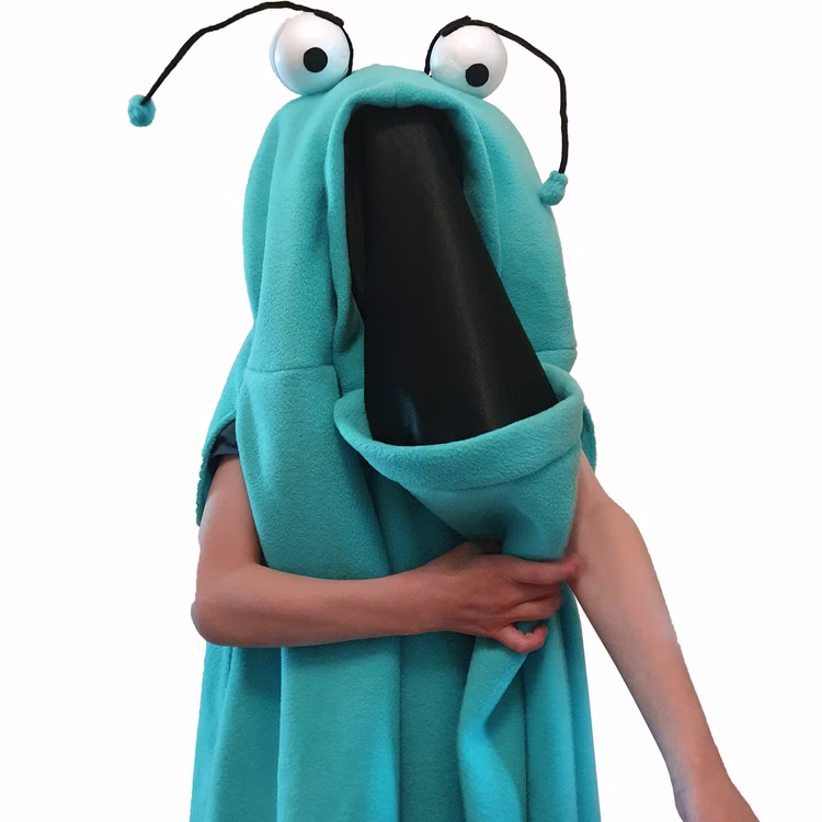 Monster Kostüm Geist Rachdrach Türkis für Kinder Halloween Spaßkostüm Familien- und Gruppenkostüm Fasching Karneval Mottoparty Rollenspiel Verkleidung Detailaufnahme Kopfbereich Monster Kostüm Geist Rachdrach Türkis für Kinder von Vorne