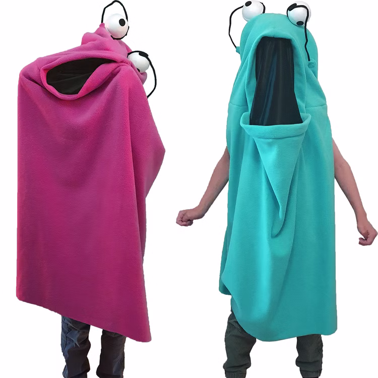 Monster Kostüm Geist Rachdrach Türkis für Kinder Halloween Spaßkostüm Familien- und Gruppenkostüm Fasching Karneval Mottoparty Rollenspiel Verkleidung Monster Kostüm Geist Rachdrach Türkis für Kinder mit ausgestreckten Armen und Monsterkostüm Pinky von Vorne