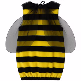 Bienen Kostüm Queen Bee mit Flügeln & Fühlern für Damen Gr. S-XL Kleid Tier Tierkostüm Fasching Karneval Mottoparty Gruppen- und Familienkostüm Rückseite des Bienenkleides mit transparenten Flügeln und schwarzem Tüllkragen, freigestellt