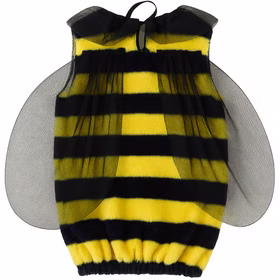 Rückansicht des Bienenkostüms mit transparenten Flügeln und elastischem Saum.