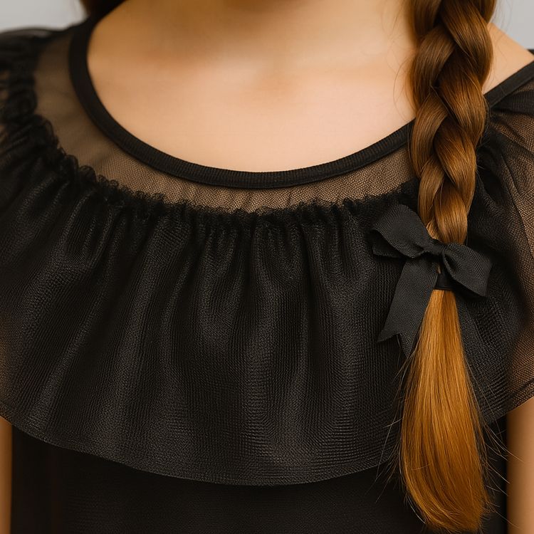 Halloween Gothic Kleid Schattenprinzessin Schwarz Mitternachtsball für Kinder Halloween Gothic Kleid Schattenprinzessin Schwarz Mitternachtsball für Kinder von Vorne