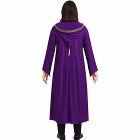 Zauberer Kostüm Magic Langer Umhang mit Kapuze Lila Gold für Erwachsene Fasching Karneval Mottoparty Halloween Walpurgisnacht Zauberer Kostüm Magic von Hinten