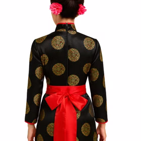 Japanerin Kostüm Kirschblüte Edler Kimono mit Gürtel für Damen Gr. 36-42 Kleid Geisha Traditionelles japanisches Gewand Fasching Karneval andere Länder Asien Mottoparty Detailansicht Kimono mit Reißverschluss für Damen von Hinten