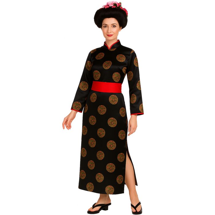 Japanerin Kostüm Kirschblüte Edler Kimono mit Gürtel für Damen von Vorne