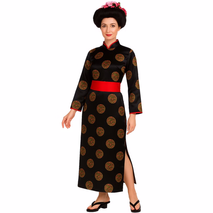 Japanerin Kostüm Kirschblüte Edler Kimono mit Gürtel für Damen Gr. 36-42 Kleid Geisha Traditionelles japanisches Gewand Fasching Karneval andere Länder Asien Mottoparty Japanerin Kostüm Kirschblüte Edler Kimono mit Gürtel für Damen von Vorne