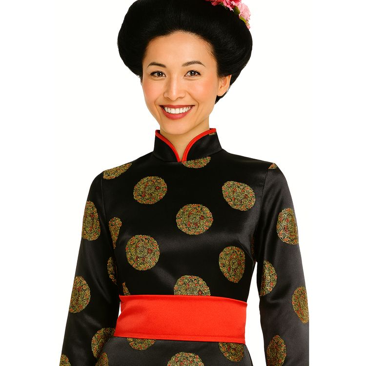 Japanerin Kostüm Kirschblüte Edler Kimono mit Gürtel für Damen von Vorne